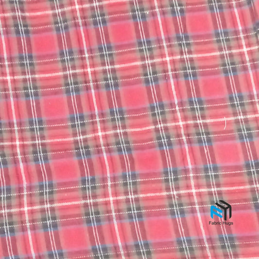 Black & Red Check Wool Fabric JQG02168