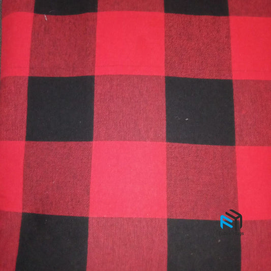 Black & Red Check Wool Fabric JQG02167