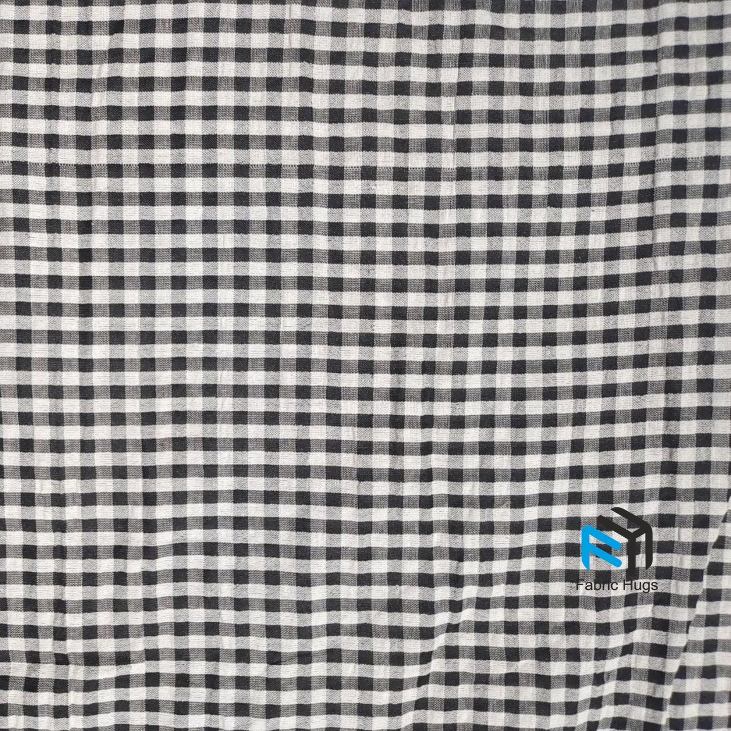 Black and White Seersucker Check  Fabric CS070092