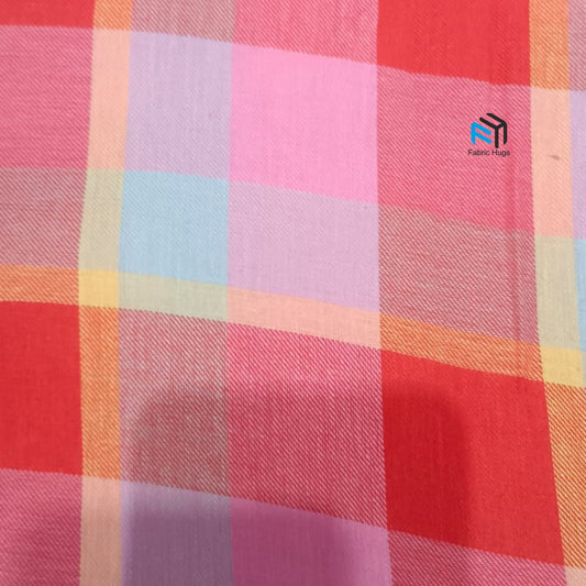 Multicolored Check Viscose Cotton VS004