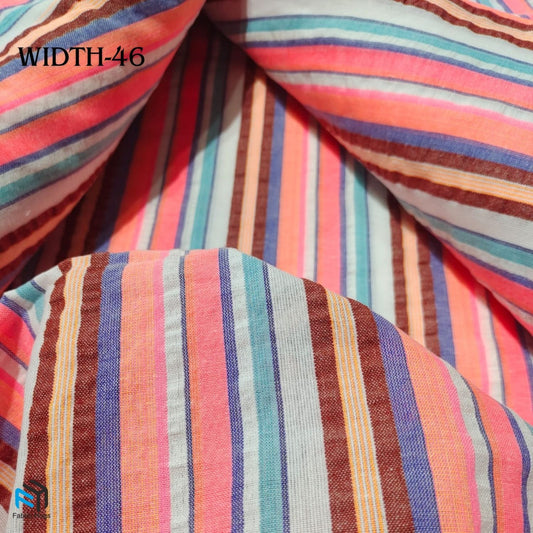 Multicolored Stripe Seersucker  Fabric CS01046