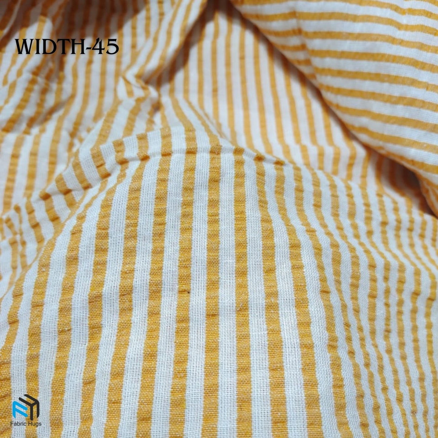 Mustard & White Seersucker Fabric CS01015