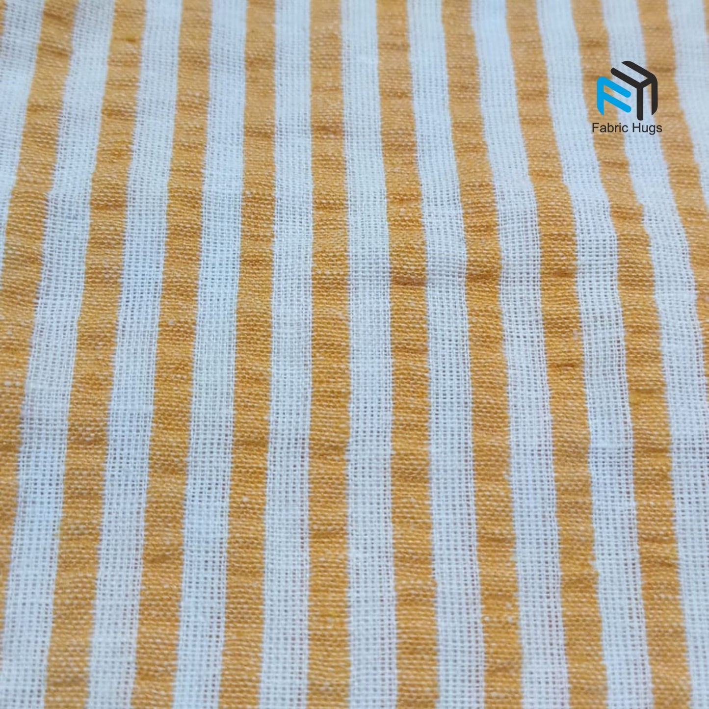 Mustard & White Seersucker Fabric CS01015