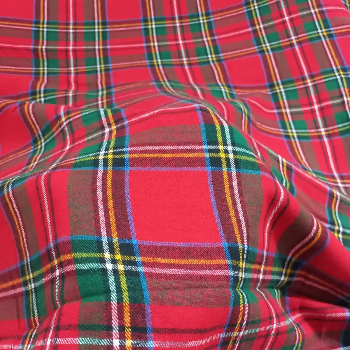 Red & Green Check Viscose Fabric VS007 Fabric Hugs