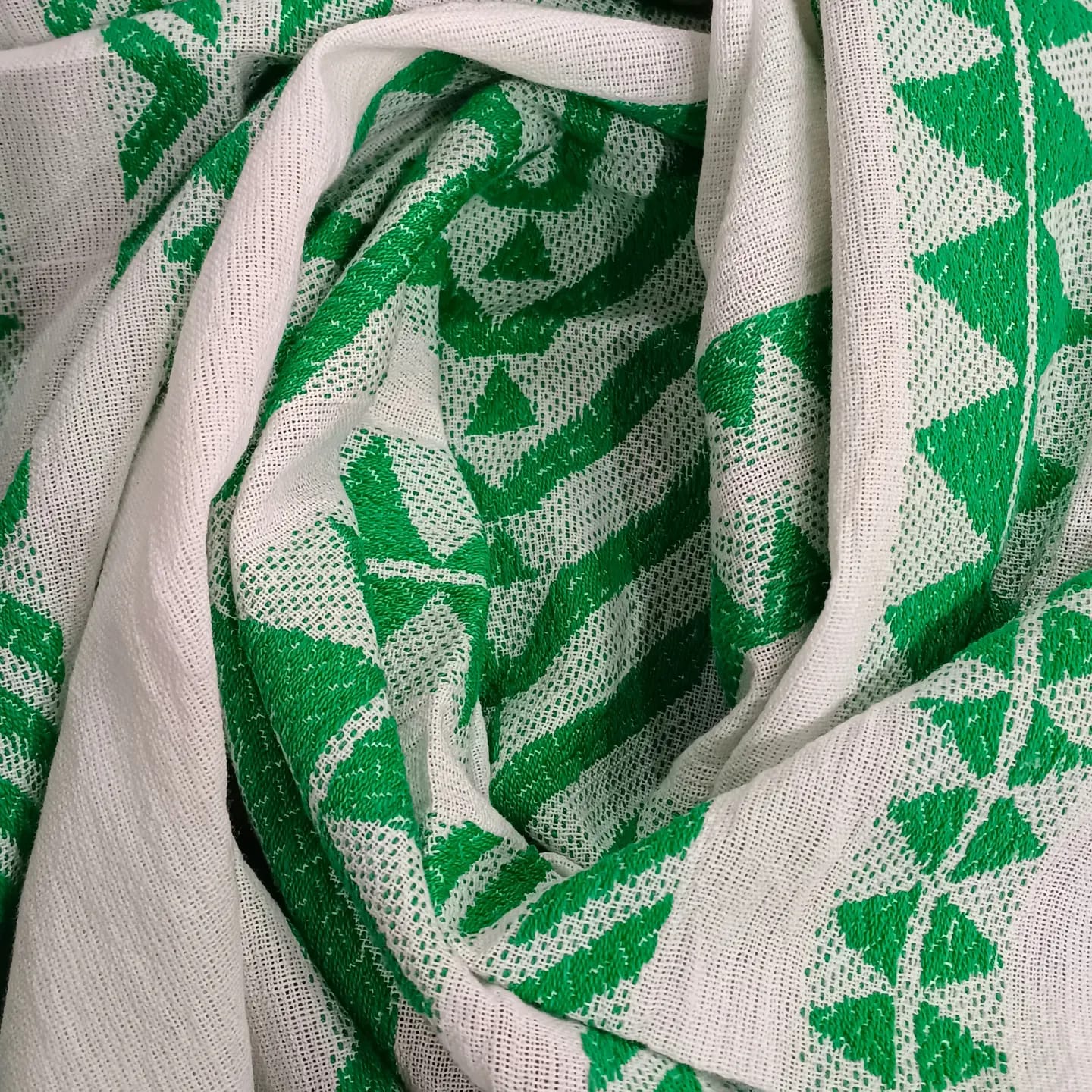 Green and White Cotton Fabric YD10089