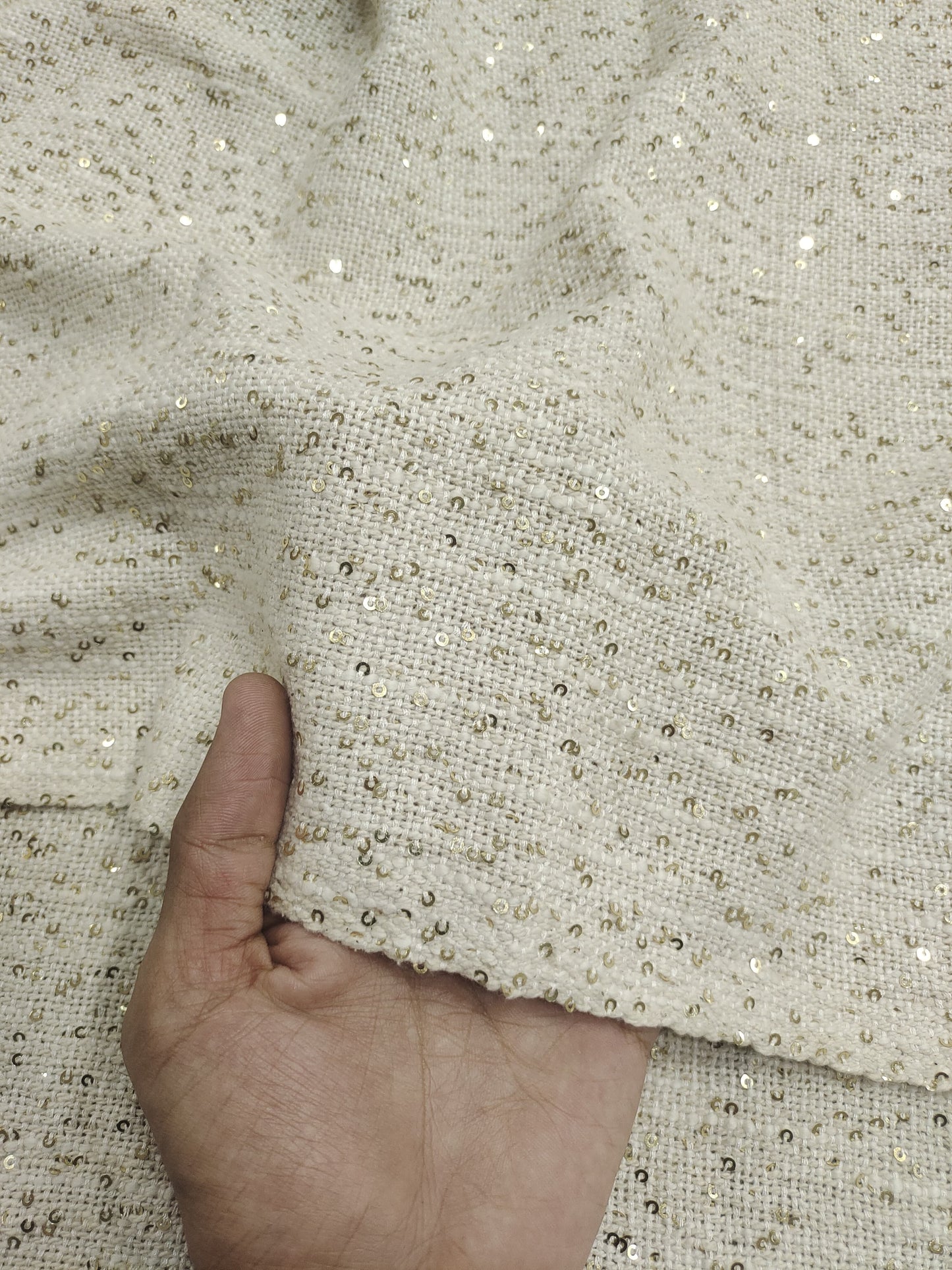 Slub With Golden Sequvence Fabric SL065
