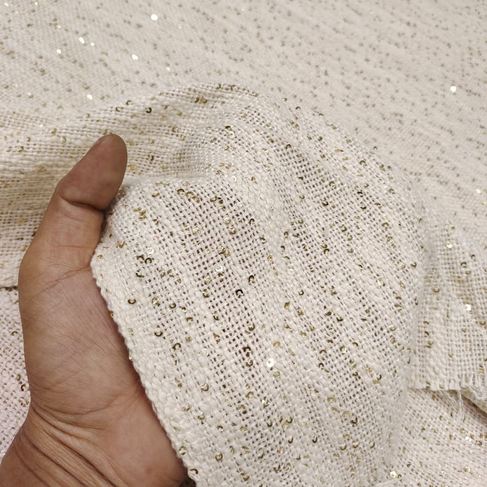 Slub With Golden Sequvence Fabric SL065