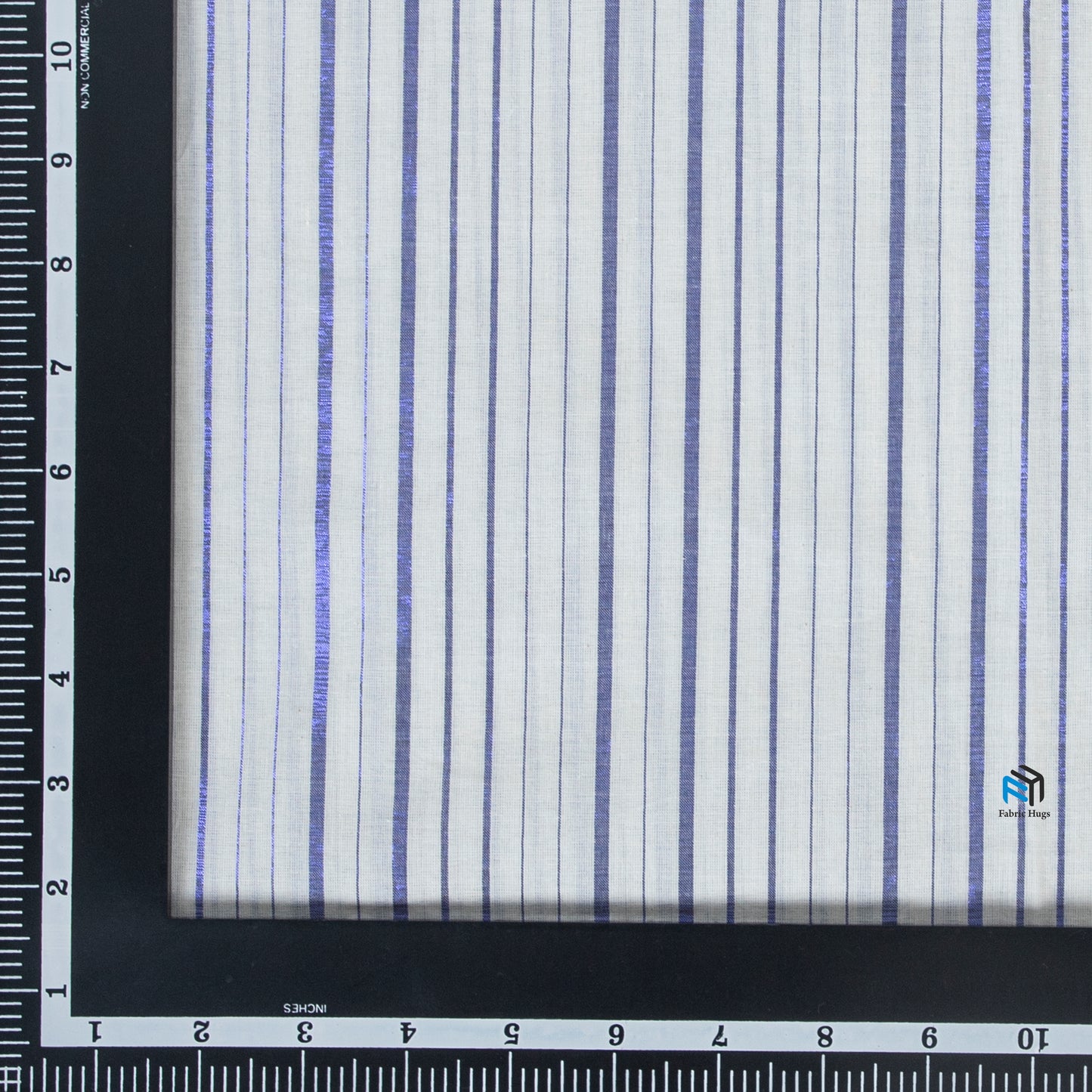 Cotton Lurex Cambric Blue Stripe fabric-3