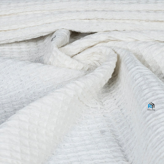 Cotton Waffle RFD Fabric with 0.75*1cm Check Size Fabric Hugs