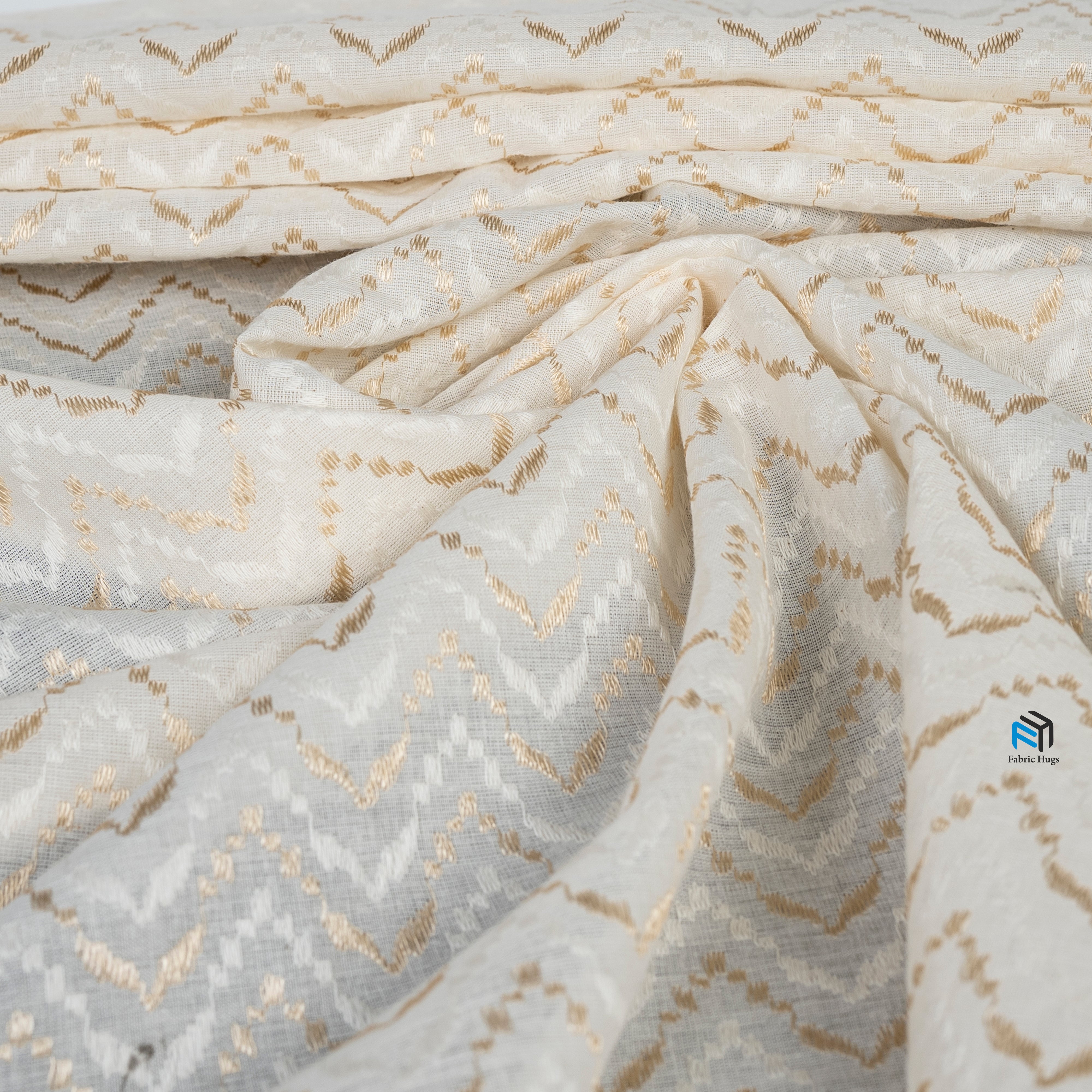 Cotton dobby Grey zig zag fabric CD040 - Fabric Hugs